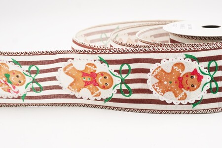 Cremefarben gestreiftes Lebkuchenrahmen-Weihnachtsband_KW0439GC-2-2
